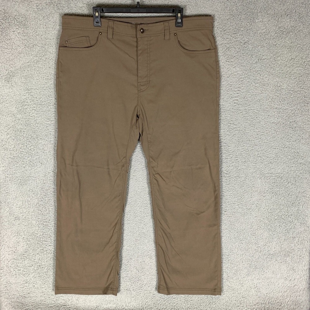 Prana Brion Pant Mens 40 x 30 Brown Slim Fit Stretch Nylon 5 Pocket Hiking Climb
